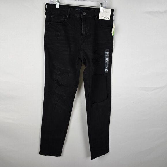 Aeropostale Aero Athletic Skinny Jeans Men's 34 x 34 Black Distressed NWT - Picture 1 of 16